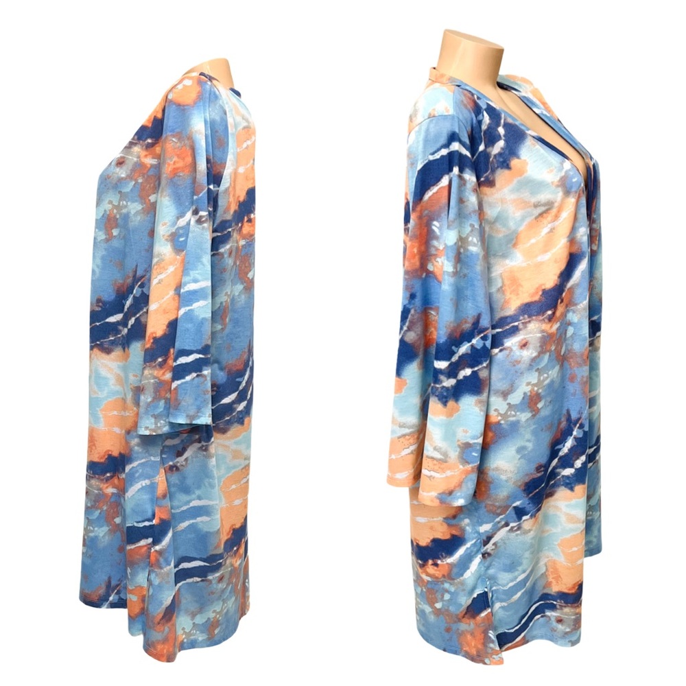 New York Laundry Tie-Dye Open-Front Duster Cardigan - Picture 11 of 12